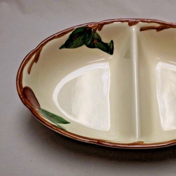 Franciscan Earthenware Hand Painted Apple Divided Oval Vegetable Bowl USA 63-71 - Picture 2 of 13